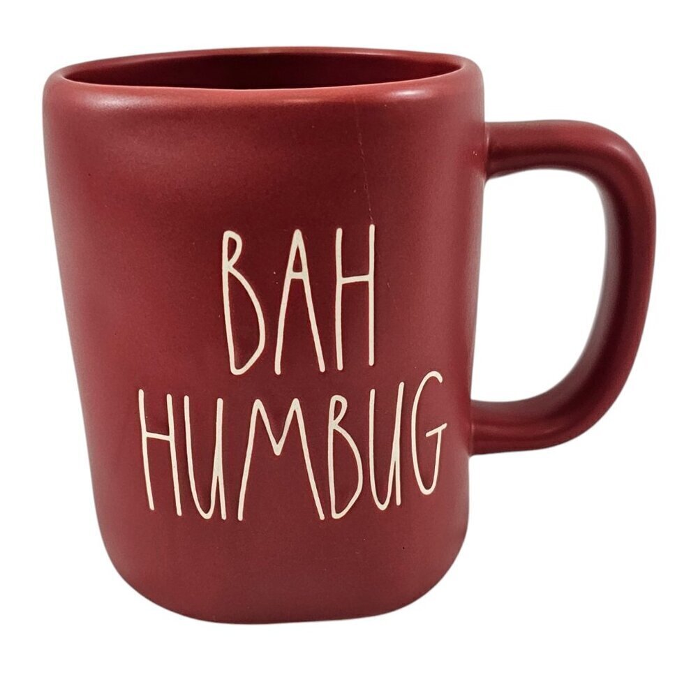 Rae Dunn Magenta Bah Humbug Christmas Mug Red Farmhouse 18 Oz Ceramic Cup